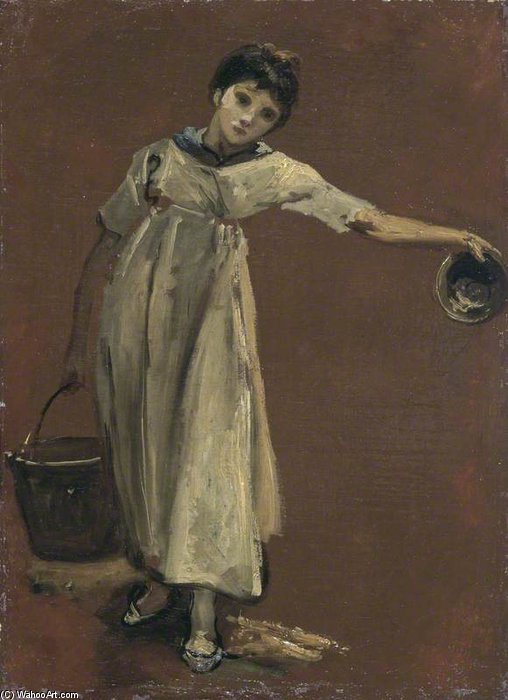 WikiOO.org - دایره المعارف هنرهای زیبا - نقاشی، آثار هنری Thomas Barker - Girl Carrying A Pail