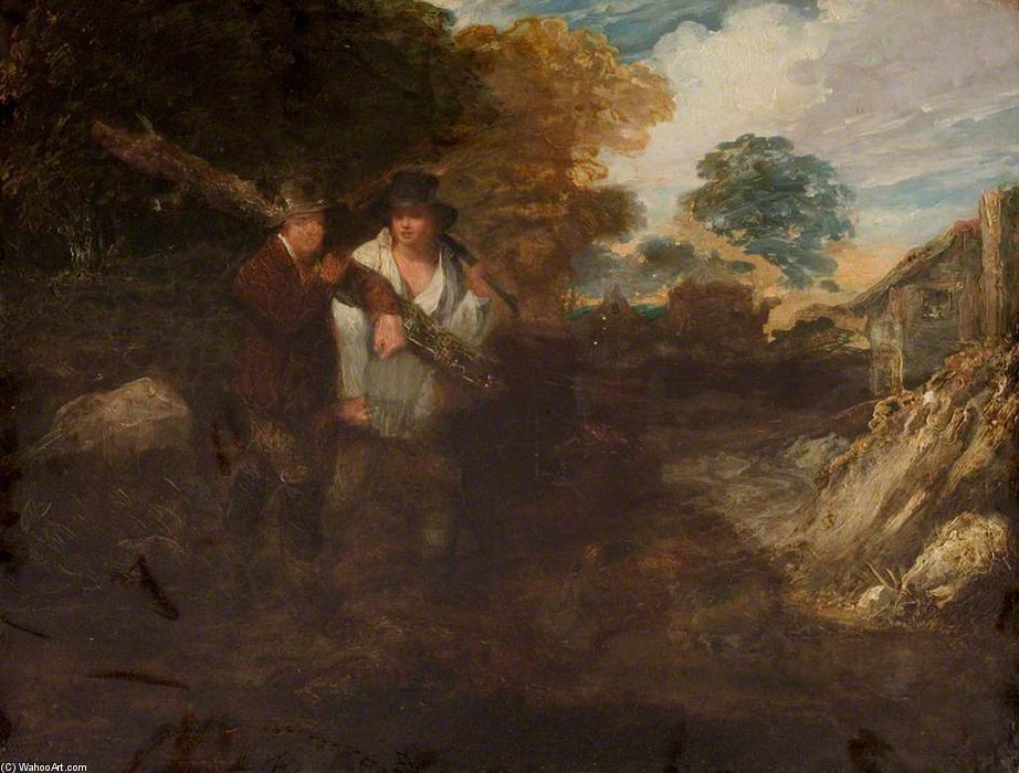 Wikioo.org - The Encyclopedia of Fine Arts - Painting, Artwork by Thomas Barker - Landscape With Two Figures