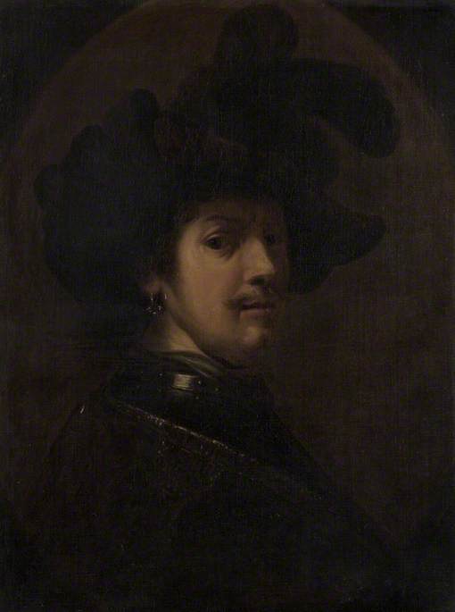 WikiOO.org - Енциклопедия за изящни изкуства - Живопис, Произведения на изкуството Thomas Barker - Rembrandt's Self Portrait As An Officer