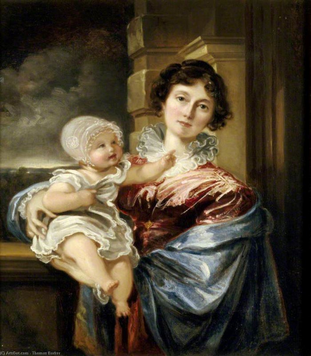 Wikioo.org - The Encyclopedia of Fine Arts - Painting, Artwork by Thomas Barker - Sarah Smith, Lady Elton, And Her Son Edmund William Elton