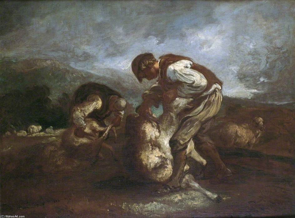 WikiOO.org - Encyclopedia of Fine Arts - Maalaus, taideteos Thomas Barker - Sheep Shearing