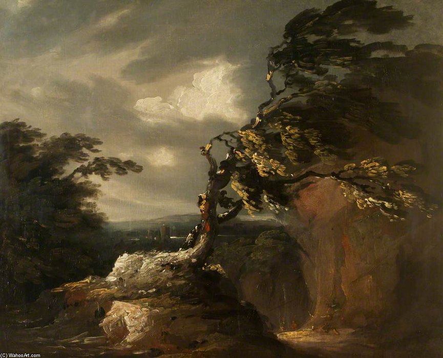 WikiOO.org - Encyclopedia of Fine Arts - Maalaus, taideteos Thomas Barker - Storm At Night