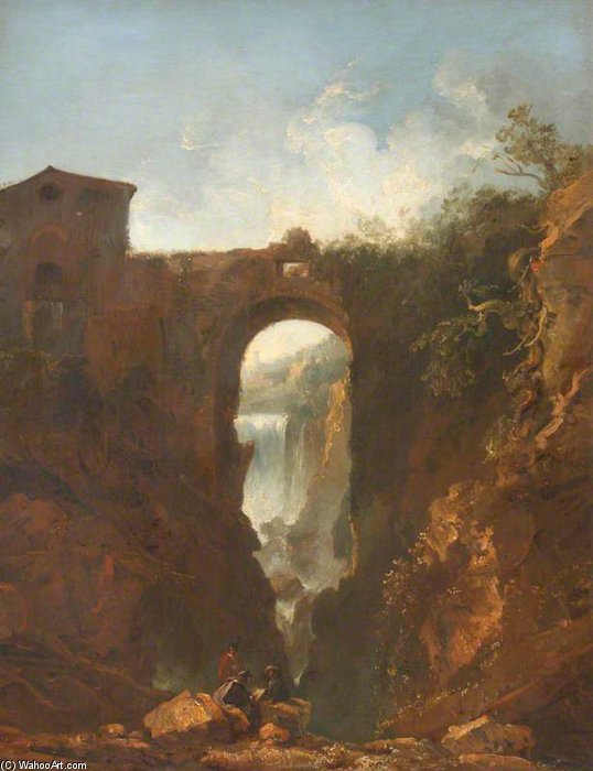 Wikioo.org - The Encyclopedia of Fine Arts - Painting, Artwork by Thomas Barker - The Cascade At Tivoli