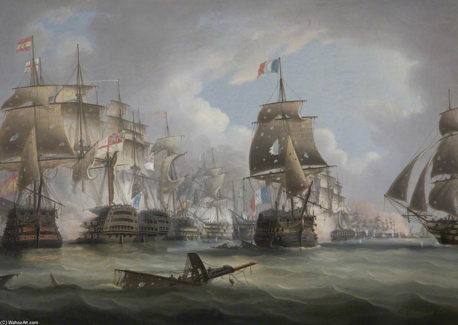 Wikioo.org – L'Encyclopédie des Beaux Arts - Peinture, Oeuvre de Thomas Buttersworth - Bataille de Trafalgar