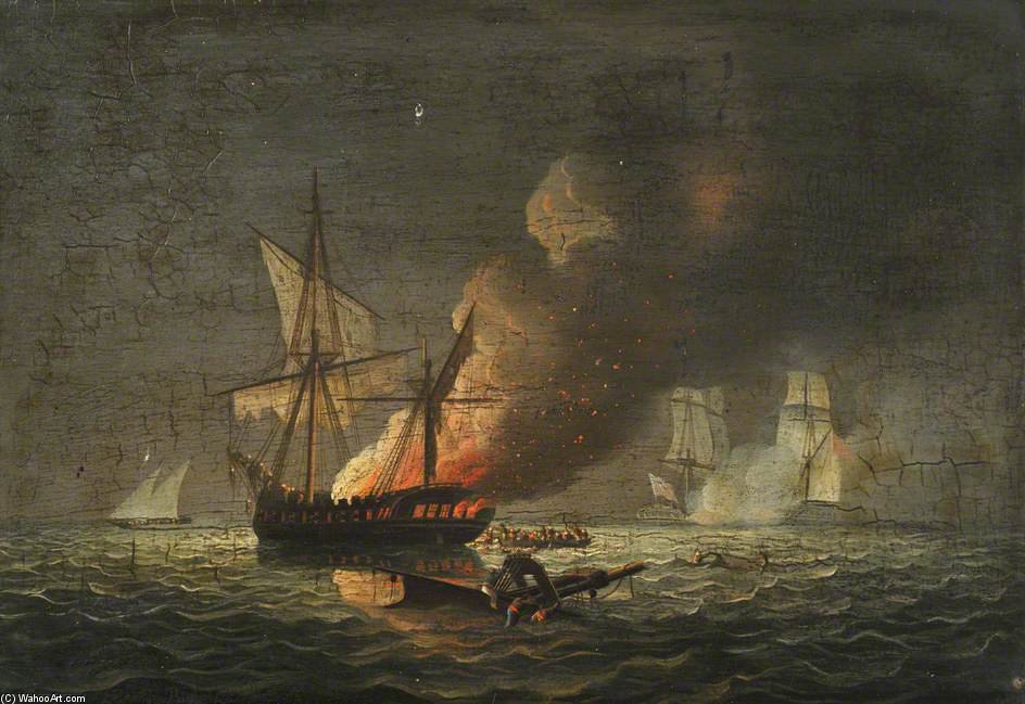 Wikioo.org - The Encyclopedia of Fine Arts - Painting, Artwork by Thomas Buttersworth - Hms 'seahorse' Capturing The 'badiri-i-zaffer'