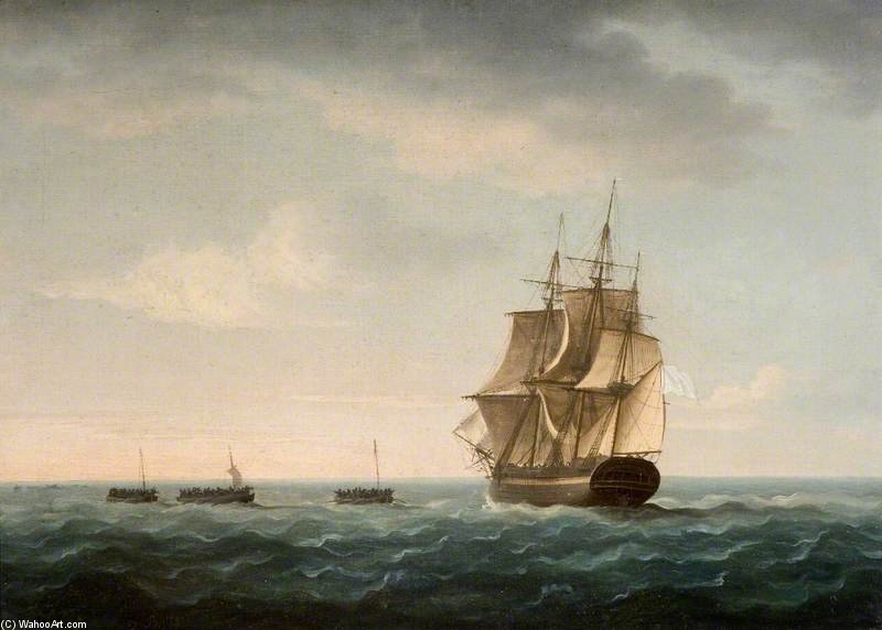 WikiOO.org - Enciklopedija likovnih umjetnosti - Slikarstvo, umjetnička djela Thomas Buttersworth - Rescue Of The 'guardian's' Crew By A French Merchant Ship