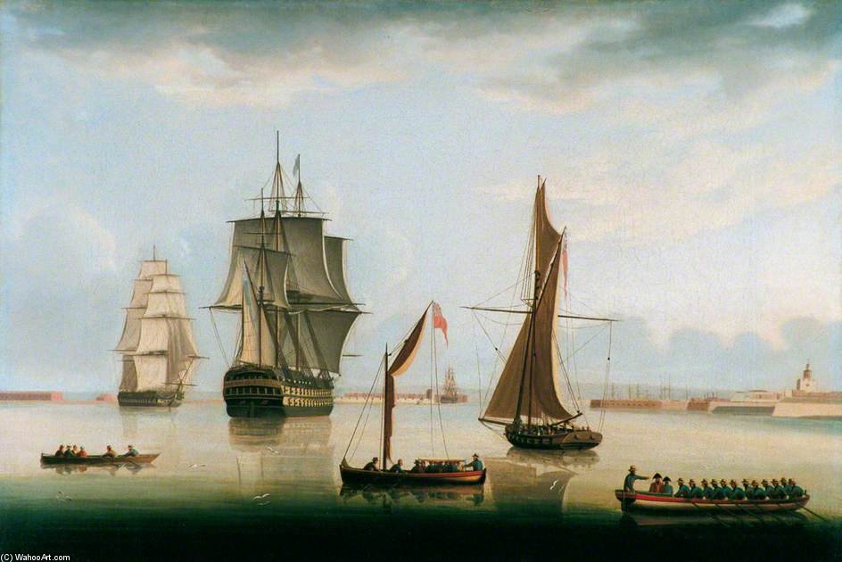 Wikioo.org - Encyklopedia Sztuk Pięknych - Malarstwo, Grafika Thomas Buttersworth - Shipping In Portsmouth Harbour