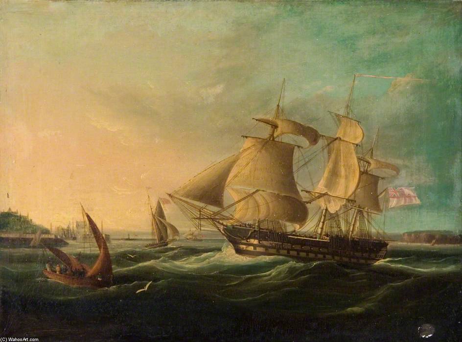 Wikioo.org - The Encyclopedia of Fine Arts - Painting, Artwork by Thomas Buttersworth - Shipping Off The Coast
