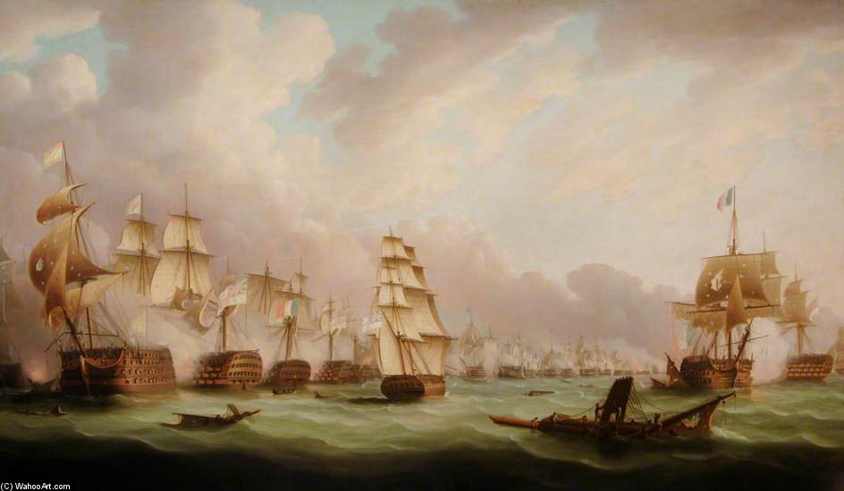 Wikoo.org - موسوعة الفنون الجميلة - اللوحة، العمل الفني Thomas Buttersworth - The Battle Of Trafalgar