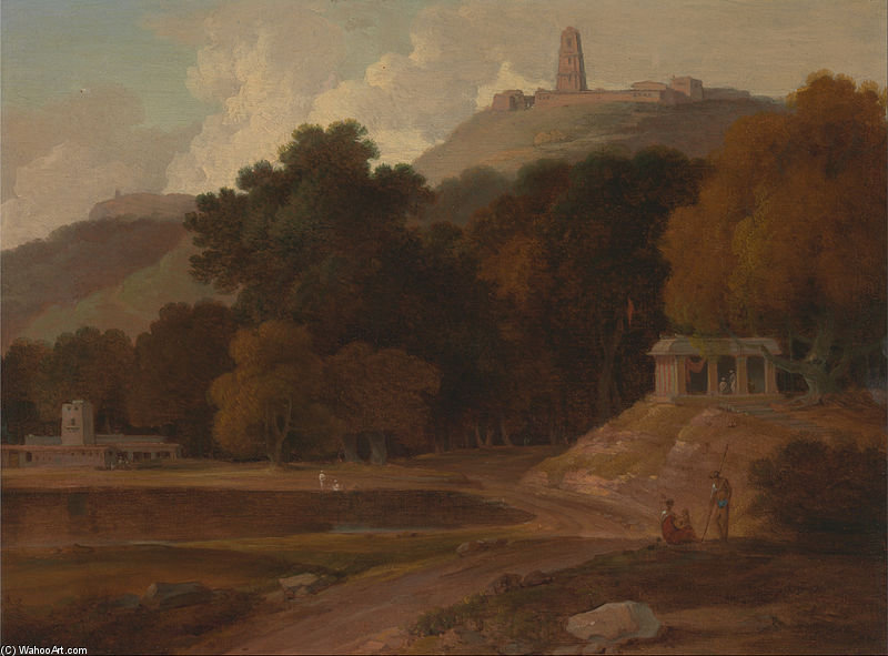 Wikioo.org - The Encyclopedia of Fine Arts - Painting, Artwork by Thomas Daniell - Hilly Landscape In India