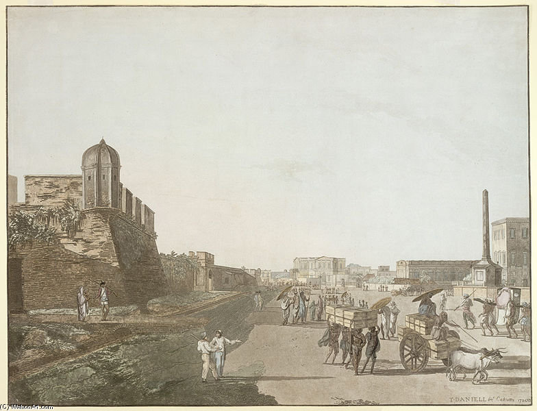 WikiOO.org – 美術百科全書 - 繪畫，作品 Thomas Daniell - 旧堡剧院和Holwell的纪念碑加尔各答