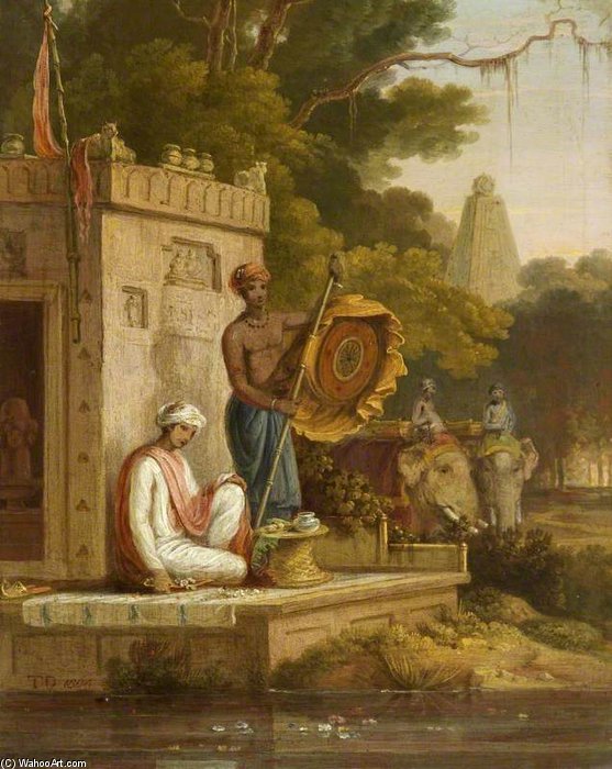 Wikioo.org - The Encyclopedia of Fine Arts - Painting, Artwork by Thomas And William Daniell - Puja Performed At A Temple Of Shiva
