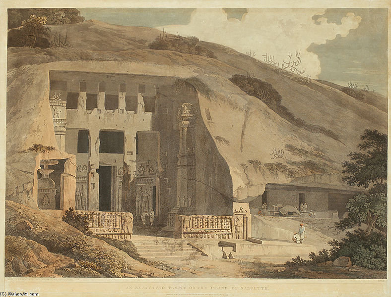 Wikioo.org - สารานุกรมวิจิตรศิลป์ - จิตรกรรม Thomas Daniell - Ruins In Rota`s Gur, Bahar