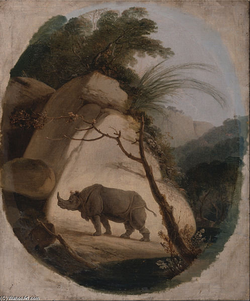 Wikioo.org - The Encyclopedia of Fine Arts - Painting, Artwork by Thomas And William Daniell - The Indian Rhinoceros