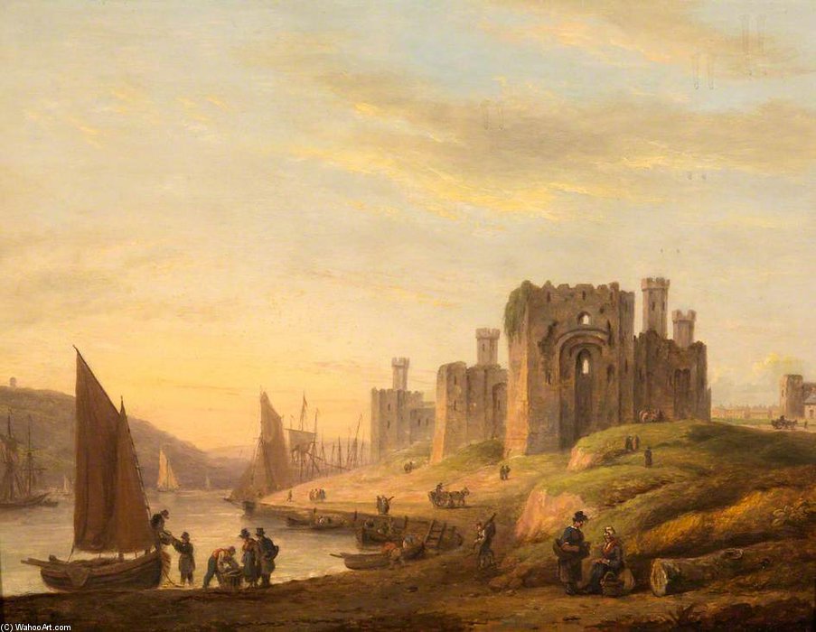 WikiOO.org - Εγκυκλοπαίδεια Καλών Τεχνών - Ζωγραφική, έργα τέχνης Thomas Luny - Carnarvon Castle