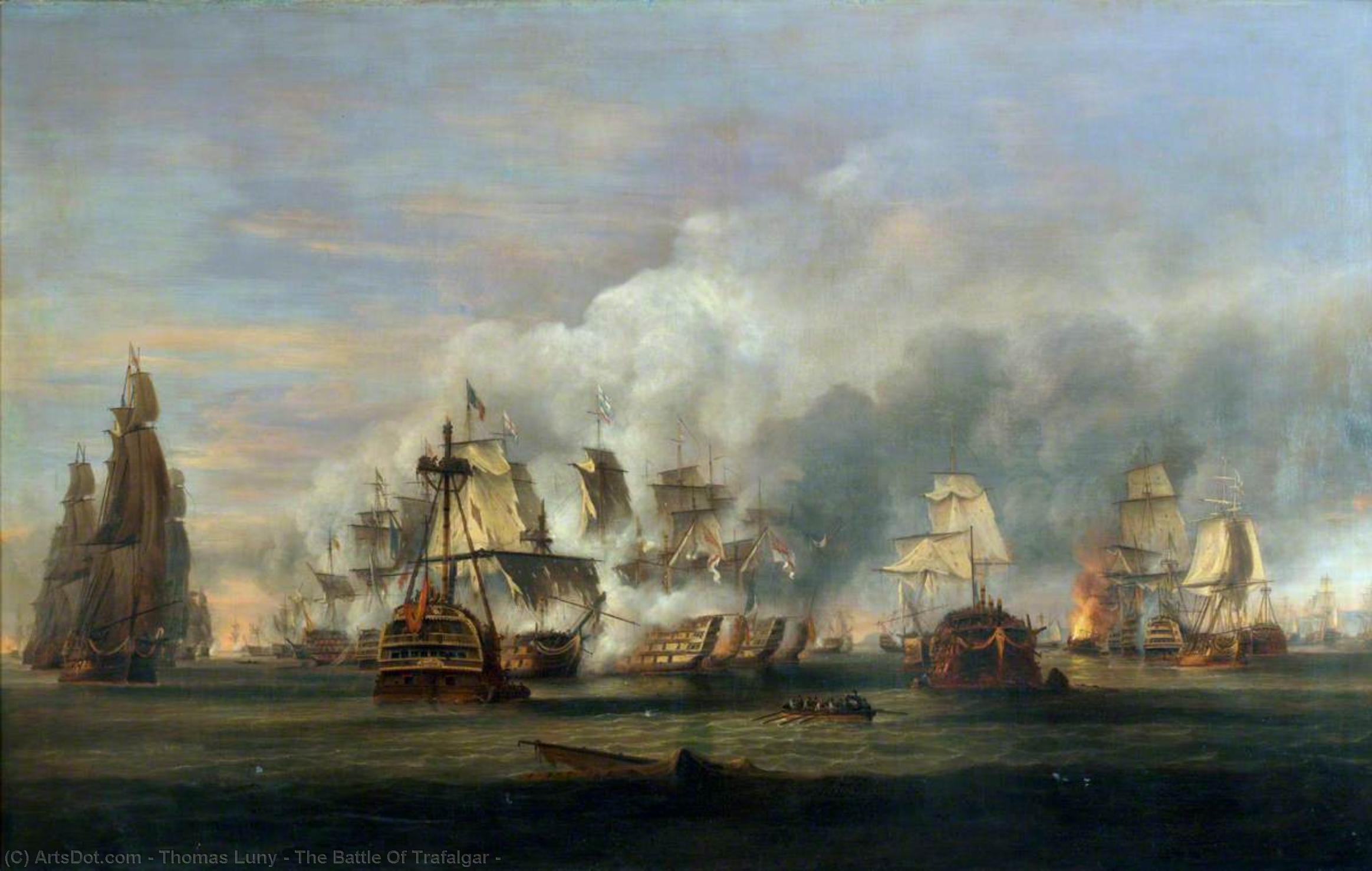 Wikioo.org - The Encyclopedia of Fine Arts - Painting, Artwork by Thomas Luny - The Battle Of Trafalgar -