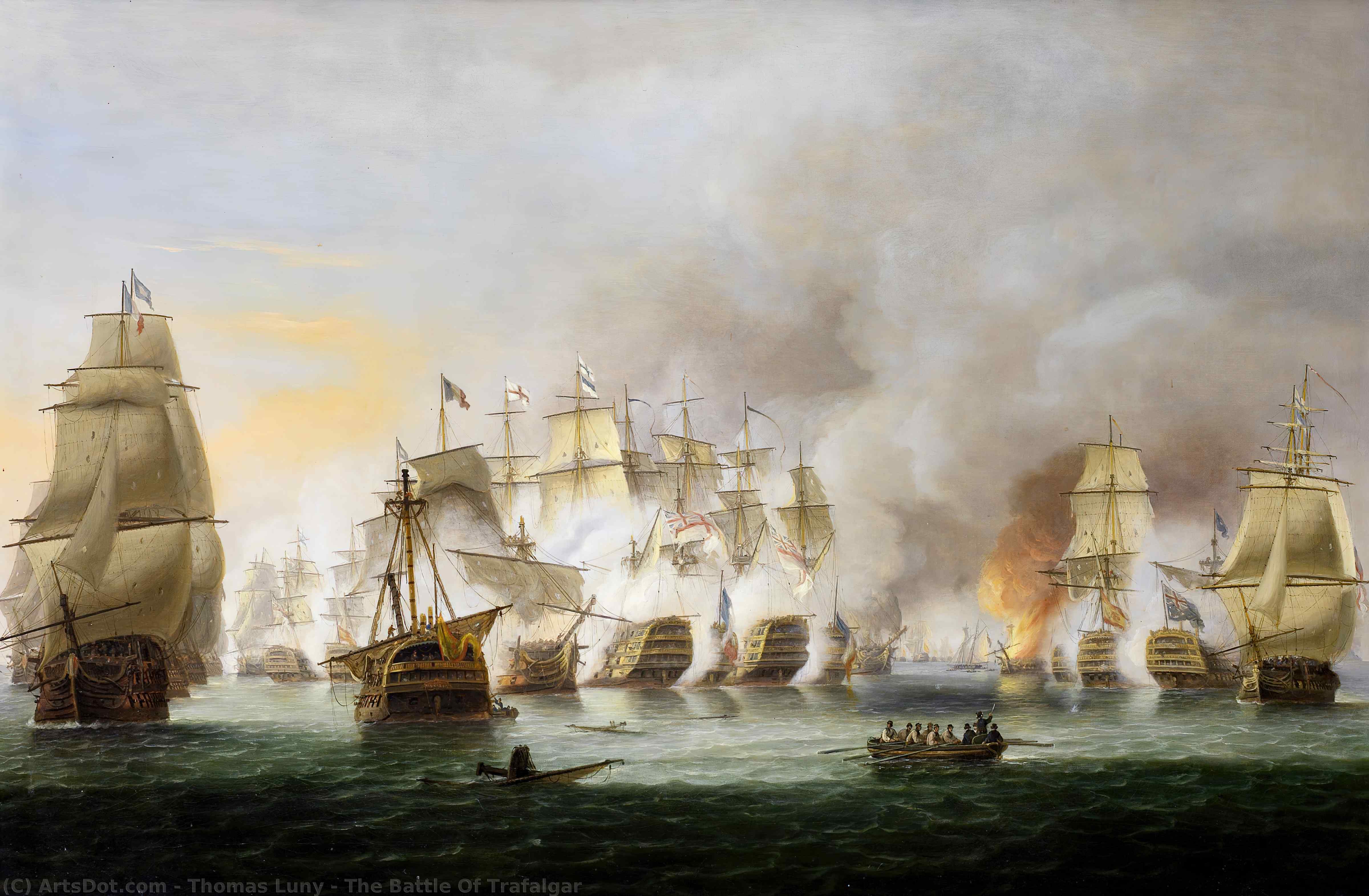 Wikioo.org – La Enciclopedia de las Bellas Artes - Pintura, Obras de arte de Thomas Luny - La batalla de Trafalgar