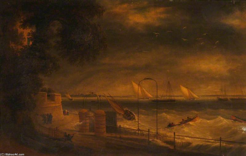 Wikioo.org - The Encyclopedia of Fine Arts - Painting, Artwork by Thomas Luny - Yachting Off The Royal Yacht Squadron