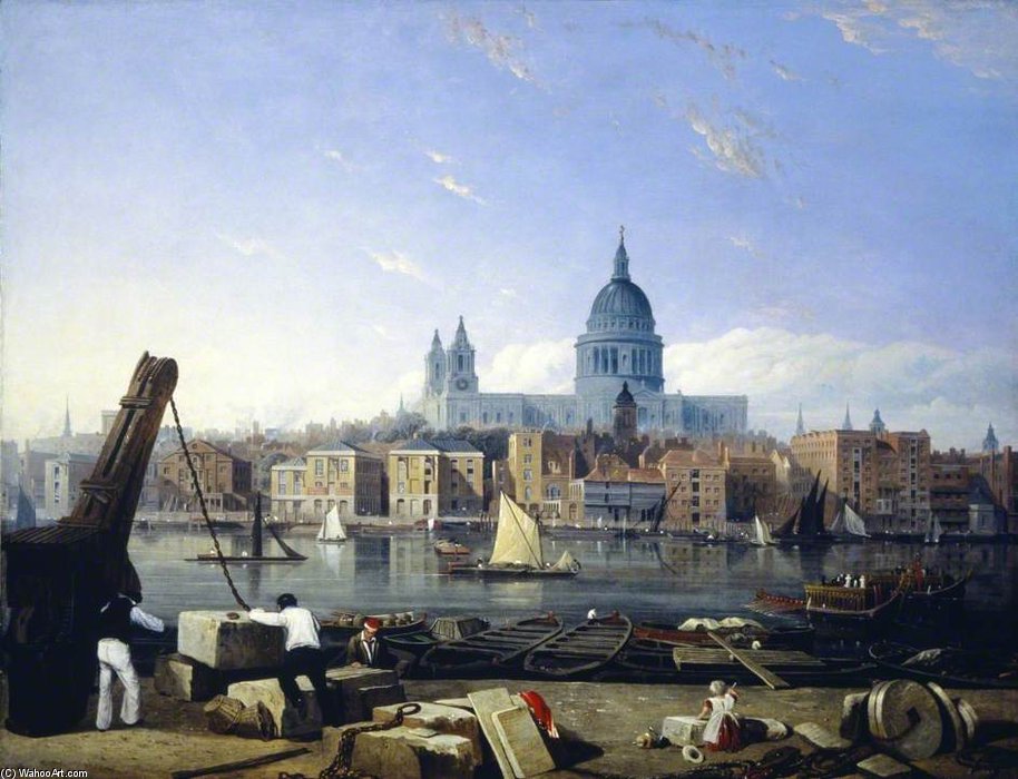 WikiOO.org - Encyclopedia of Fine Arts - Maľba, Artwork Thomas Miles Richardson Senior - The City From Bankside, London
