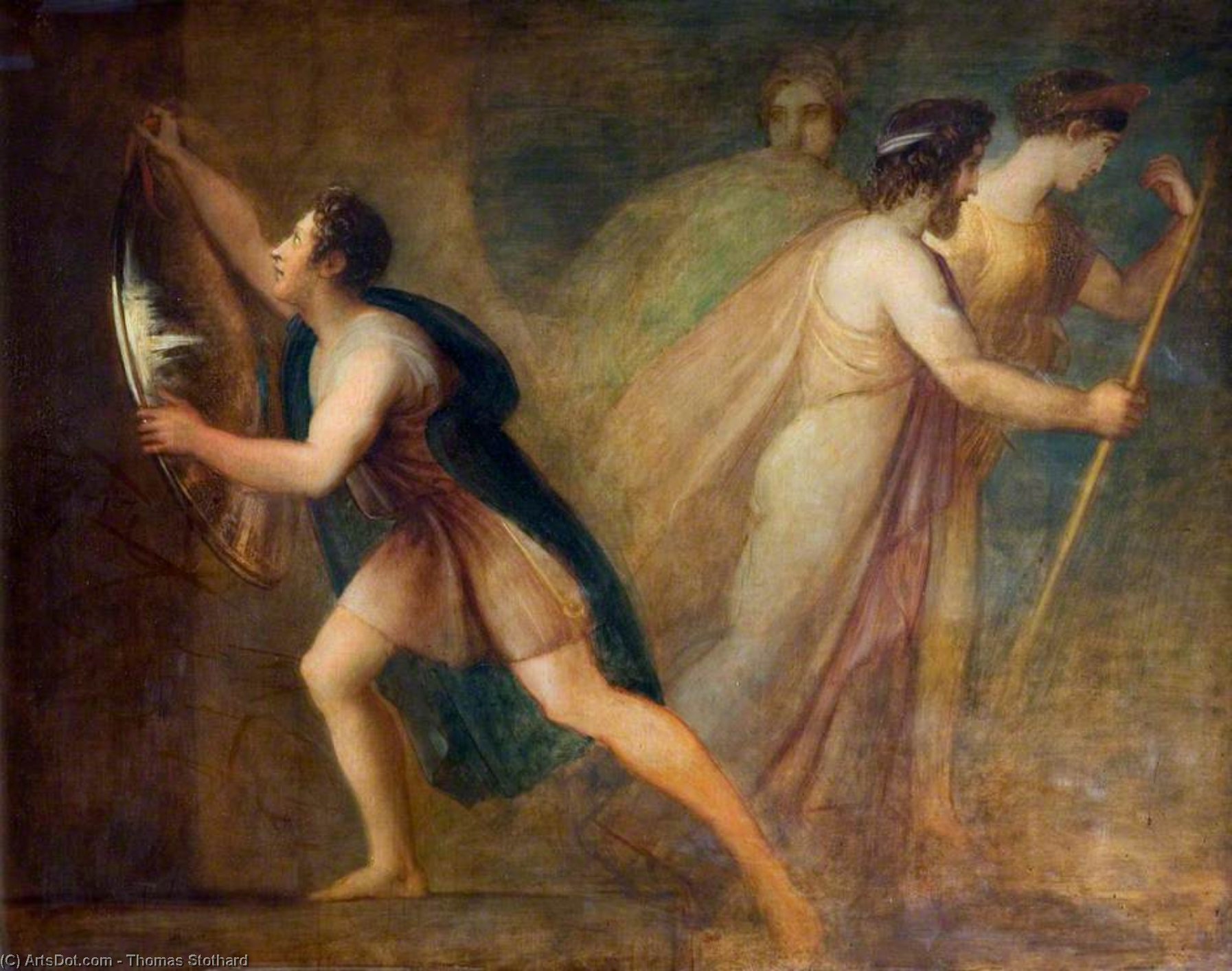 Wikioo.org – L'Enciclopedia delle Belle Arti - Pittura, Opere di Thomas Stothard - oreste hanging lo scudo Di Agamennone