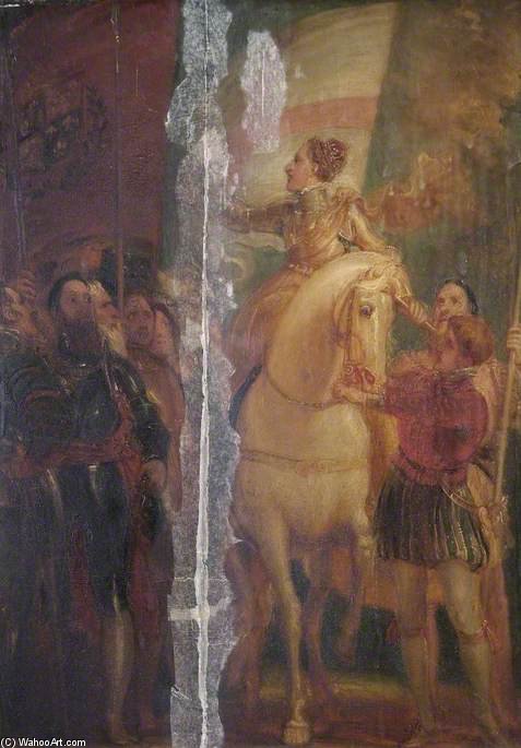 WikiOO.org - Encyclopedia of Fine Arts - Maleri, Artwork Thomas Stothard - Queen Elizabeth At Tilbury