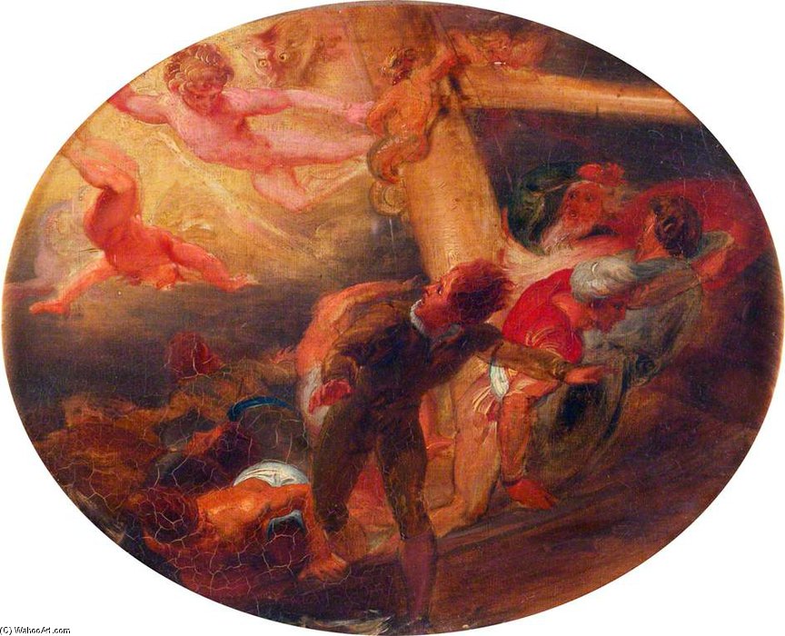 WikiOO.org - دایره المعارف هنرهای زیبا - نقاشی، آثار هنری Thomas Stothard - Scene From William Shakespeare's 'the Tempest'