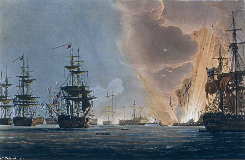 WikiOO.org - 百科事典 - 絵画、アートワーク Thomas Whitcombe - ナイルの海戦