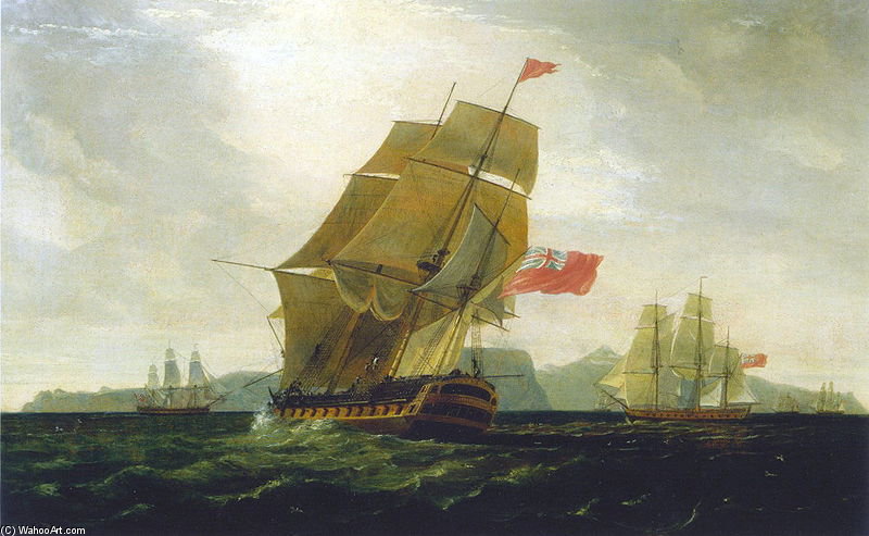 Wikioo.org - The Encyclopedia of Fine Arts - Painting, Artwork by Thomas Whitcombe - Hms Diadem At Capture Of Good Hope