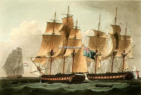 Wikioo.org - The Encyclopedia of Fine Arts - Painting, Artwork by Thomas Whitcombe - Hms Sirius Vs Furie -