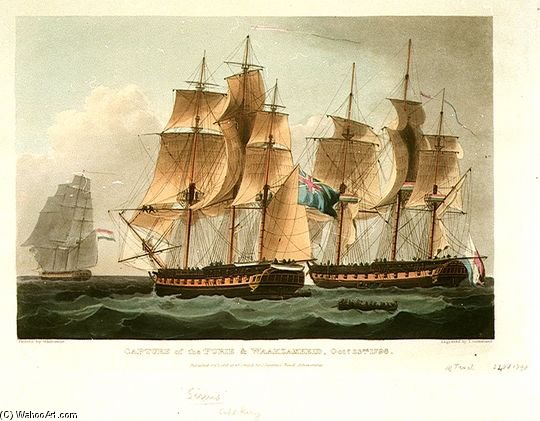 Wikioo.org - Die Enzyklopädie bildender Kunst - Malerei, Kunstwerk von Thomas Whitcombe - HMS Sirius Vs Furie