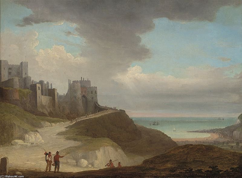 WikiOO.org - Εγκυκλοπαίδεια Καλών Τεχνών - Ζωγραφική, έργα τέχνης Thomas Whitcombe - Over Castle And Conway Castle