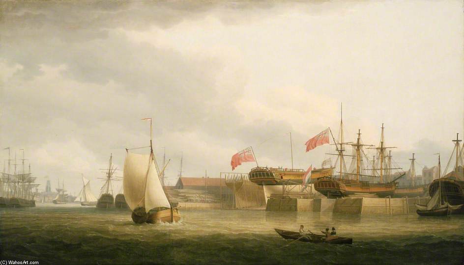 WikiOO.org - Енциклопедія образотворчого мистецтва - Живопис, Картини
 Thomas Whitcombe - Shipbuilding On The Thames At Redriff