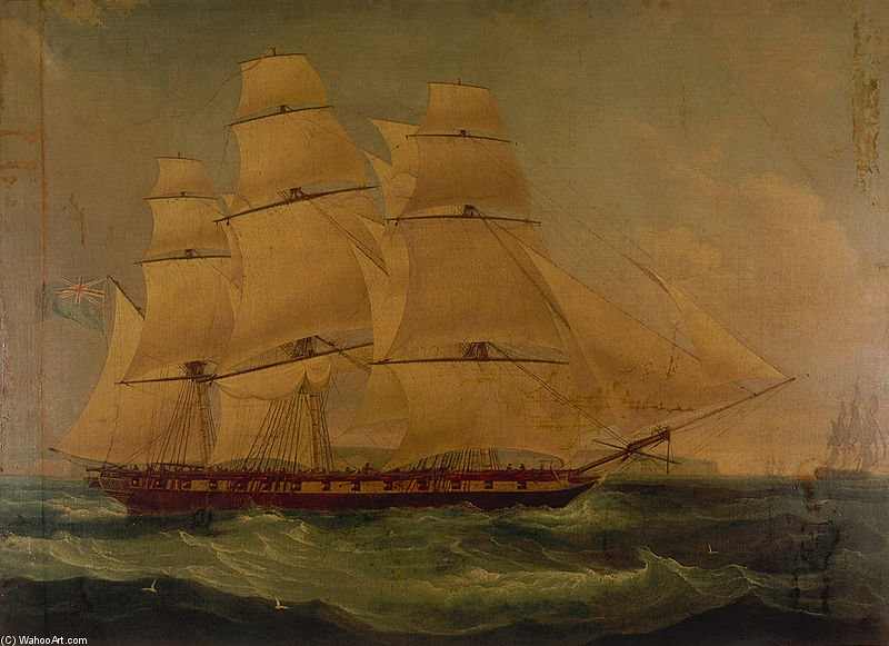 Wikioo.org - The Encyclopedia of Fine Arts - Painting, Artwork by Thomas Whitcombe - The East Indiaman Providence