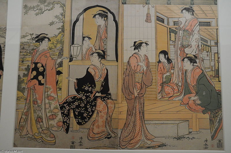 WikiOO.org - Encyclopedia of Fine Arts - Schilderen, Artwork Torii Kiyonaga - Parody Of Lady Joruri And Ushiwakamaru