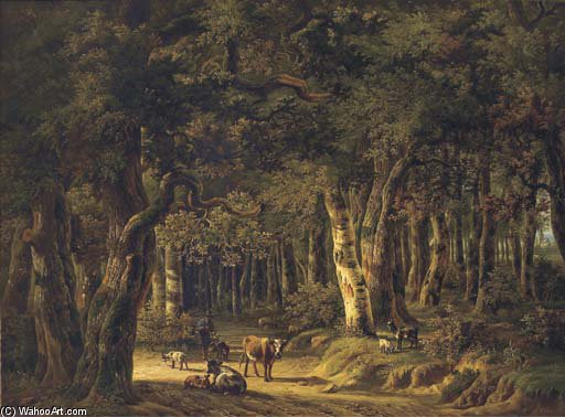 WikiOO.org - Enciklopedija likovnih umjetnosti - Slikarstvo, umjetnička djela Willem De Klerk - A Sunlit Clearing In A Forest