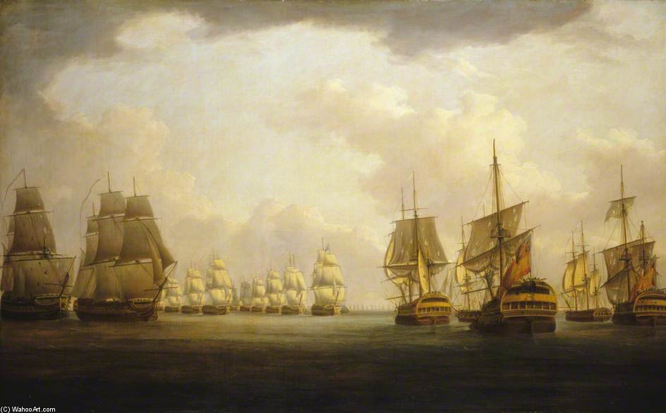 Wikioo.org - The Encyclopedia of Fine Arts - Painting, Artwork by William Anderson - Admiral Sir Robert Calder's Action Off Cape Finisterre