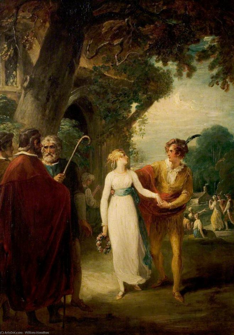 Wikioo.org - The Encyclopedia of Fine Arts - Painting, Artwork by William Hamilton - 'a Winter's Tale', Act Iv, Scene 3, The Shepherd's Cot