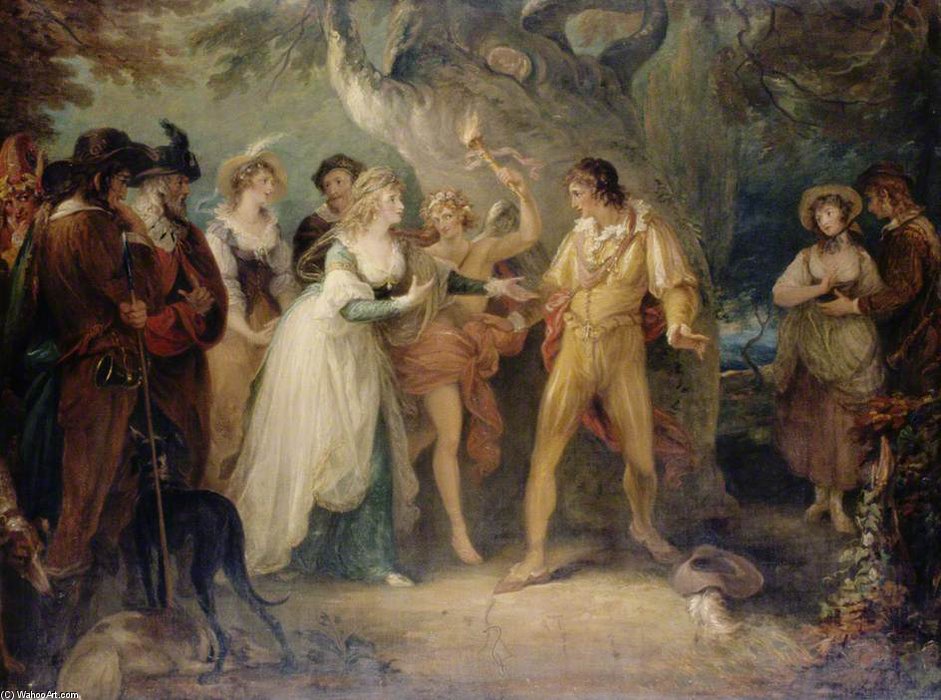 Wikioo.org - สารานุกรมวิจิตรศิลป์ - จิตรกรรม William Hamilton - A Scene From 'as You Like It' By William Shakespeare