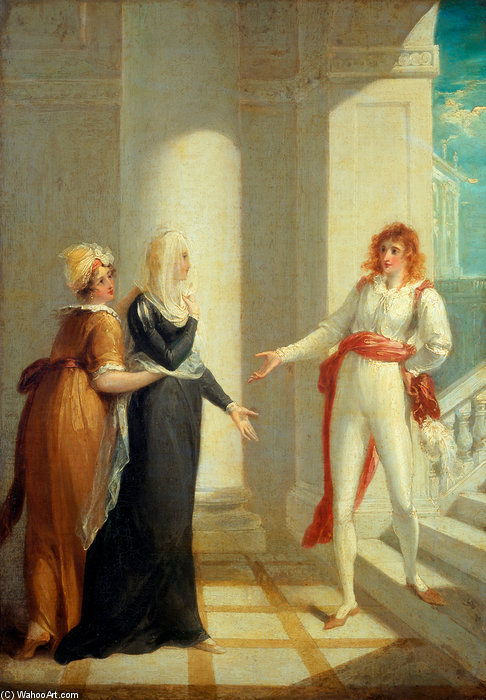 Wikioo.org - The Encyclopedia of Fine Arts - Painting, Artwork by William Hamilton - Maria, Olivia And Viola From 'twelfth Night' By William Shakespeare