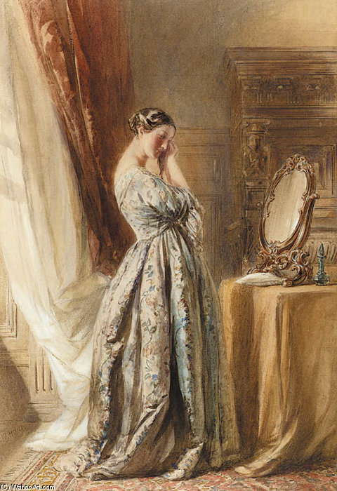 WikiOO.org – 美術百科全書 - 繪畫，作品 William Henry Hunt - a  女士  在她的  香水