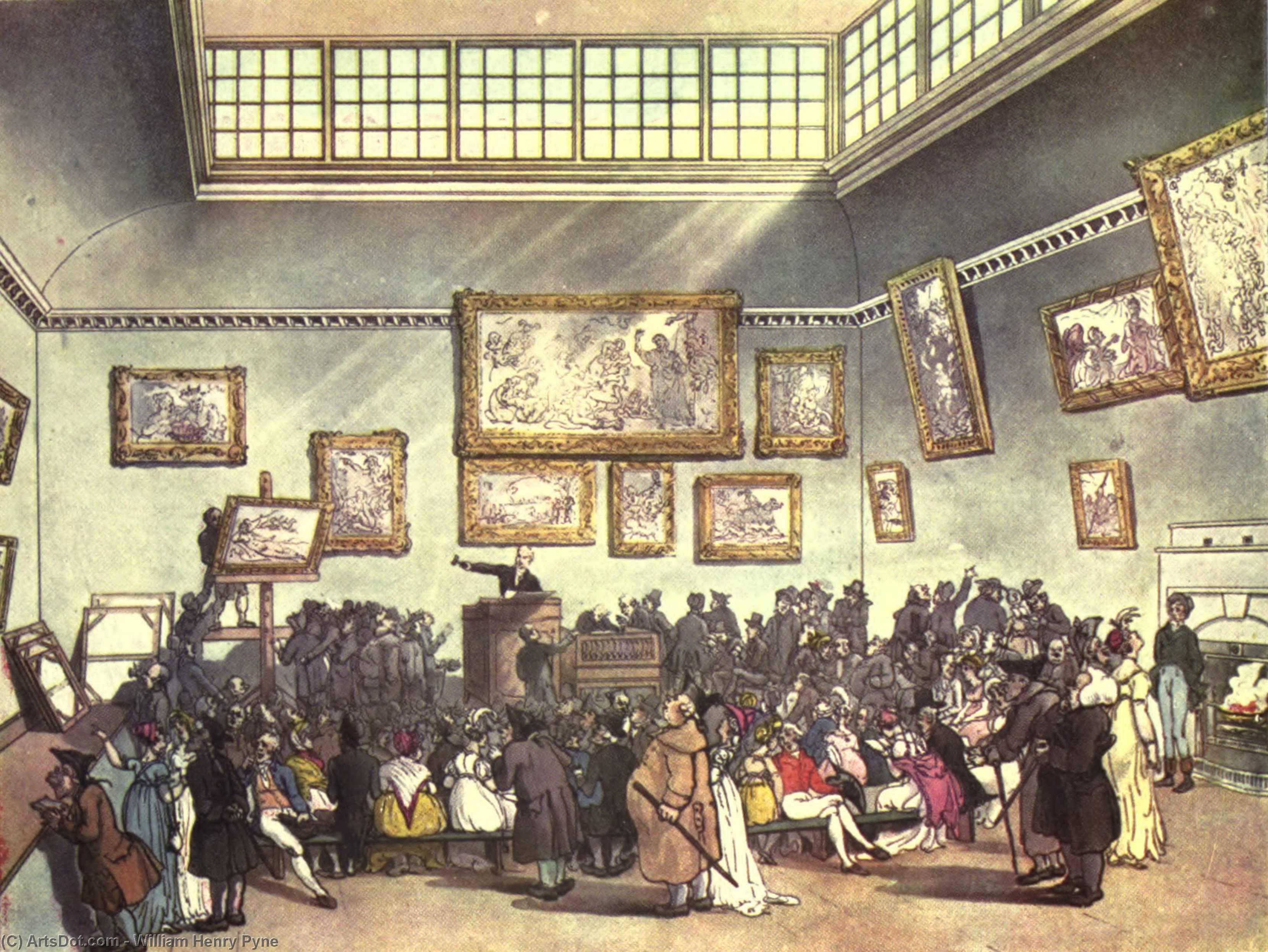 WikiOO.org - Encyclopedia of Fine Arts - Maleri, Artwork William Henry Pyne - Auction Room, Christie's