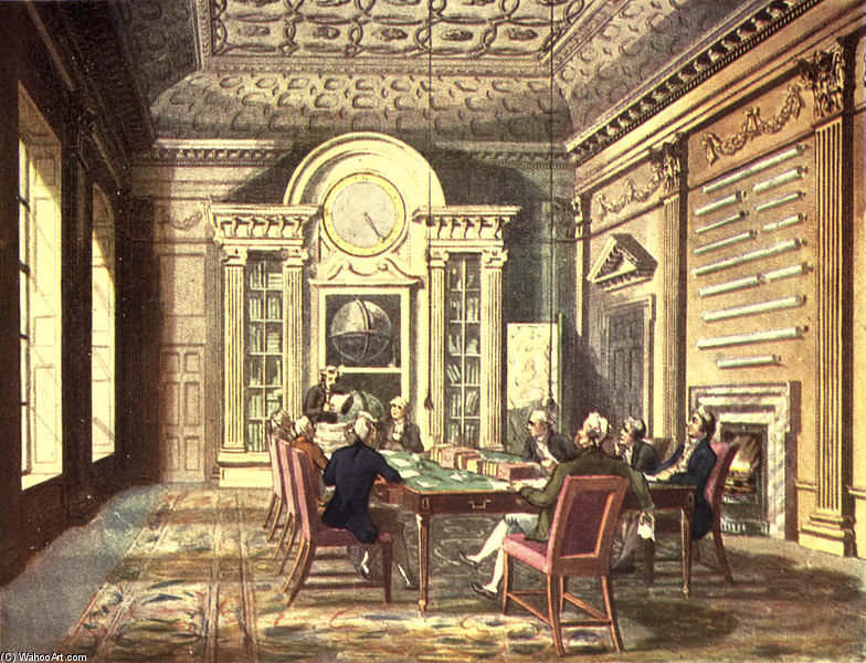 Wikioo.org - The Encyclopedia of Fine Arts - Painting, Artwork by William Henry Pyne - Board Room Of The Admiralty
