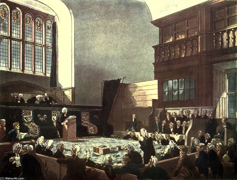 Wikioo.org - The Encyclopedia of Fine Arts - Painting, Artwork by William Henry Pyne - Court Of Exchequer, Westminster Hall