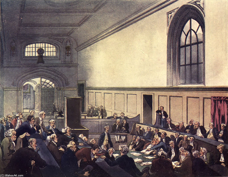 Wikioo.org - The Encyclopedia of Fine Arts - Painting, Artwork by William Henry Pyne - Guildhall, Court Of King's Bench