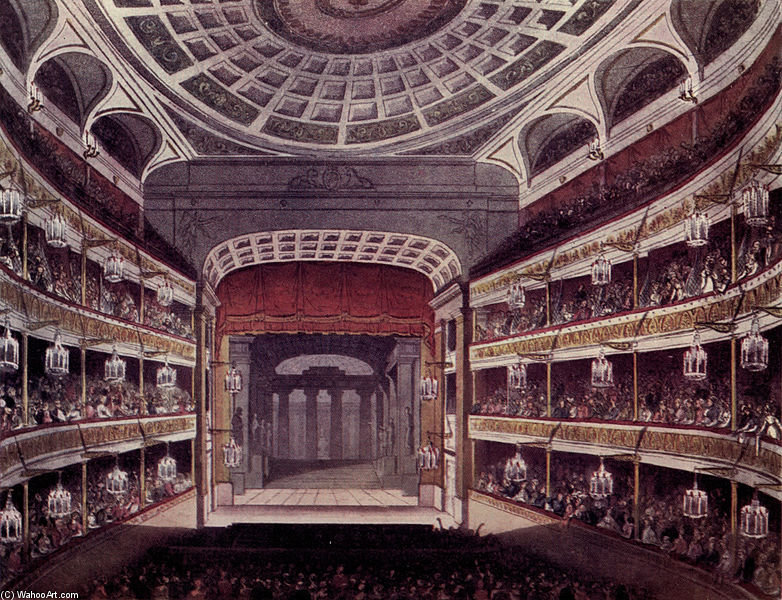 Wikioo.org - The Encyclopedia of Fine Arts - Painting, Artwork by William Henry Pyne - New Covent Garden Theatre