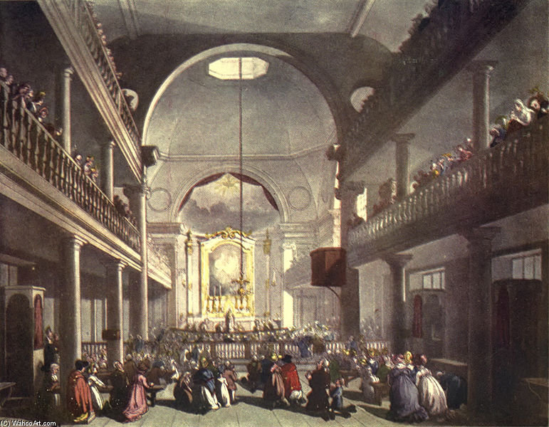 WikiOO.org - Enciklopedija dailės - Tapyba, meno kuriniai William Henry Pyne - The Roman Catholic Chapel