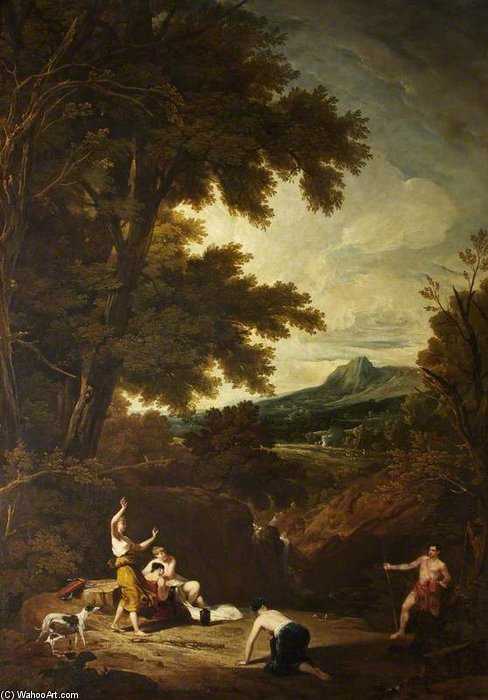 Wikoo.org - موسوعة الفنون الجميلة - اللوحة، العمل الفني William Owen - Classical Landscape With Diana And Actaeon
