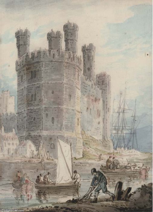 WikiOO.org - Εγκυκλοπαίδεια Καλών Τεχνών - Ζωγραφική, έργα τέχνης William Payne - Caernarvon Castle, Wales
