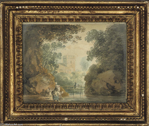 Wikioo.org – L'Encyclopédie des Beaux Arts - Peinture, Oeuvre de William Payne - pays folk `fetching` eau à un ruisseau