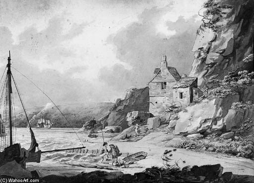 WikiOO.org - Encyclopedia of Fine Arts - Schilderen, Artwork William Payne - View From Stonehouse Bridge, Plymouth